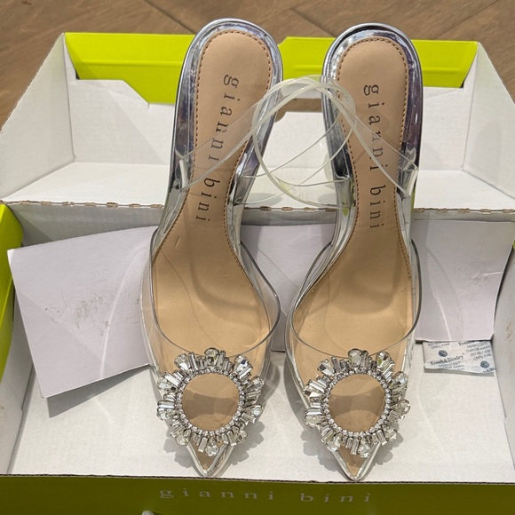 Gianni Bini Shoes - Gianni Bini Clear Crystal Embellished Pointed Toe Heels